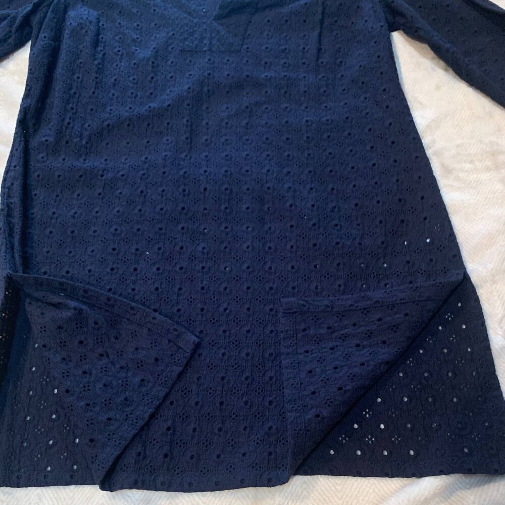 Navy Eyelet Cotton Tunic – Talbots – 3/4 Sleeve – L - Picture 8 of 10